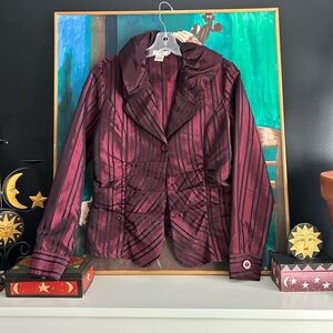 Puli Elegant Striped Burgundy Blazer Size 6/36